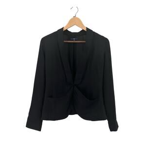 Gap Black Sport Dress Coat Blazer Womens 2 Long Sleeve Classic Fit V-Neck Pocket